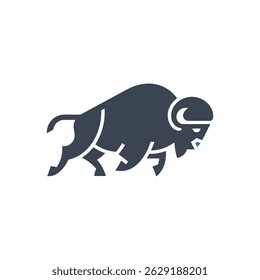 Strong Buffalo Silhouette Icon Isolated On White Background