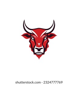 Strong bull attack look back logo design inspiration. Bull logo design template premium vector. Bull, cow icon. Longhorn simple flat logo design vector
