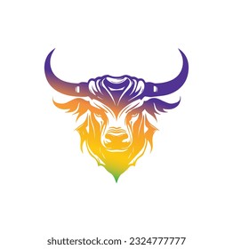 Strong bull attack look back logo design inspiration. Bull logo design template premium vector. Bull, cow icon. Longhorn simple flat logo design vector
