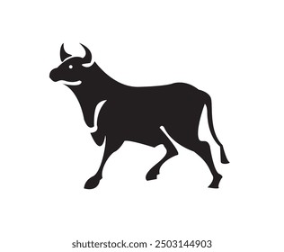 Strong bull attack look back logo design inspiration