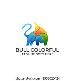 Strong Bull Colorful Design concept Illustration Vector Template, Suitable for Creative Industry, Multimedia, entertainment, Educations, Shop, and any related business