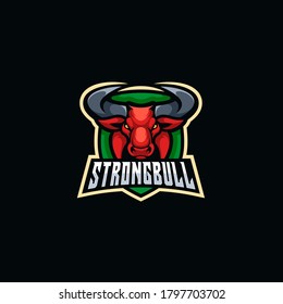 Strong Bull E sport Illustration Vector logo.