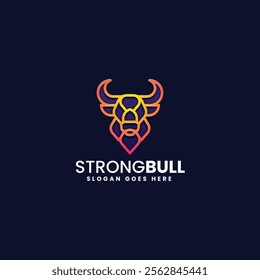 Strong Bull Gradient Line Art Logo