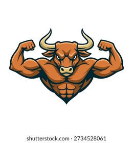 Plantilla fuerte del logotipo del Vector del carácter de la ilustración del toro