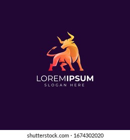 Strong bull logo in modern style Premium Vector
