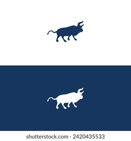 Strong bull vector logo template design . Bull icon logo silhouette 