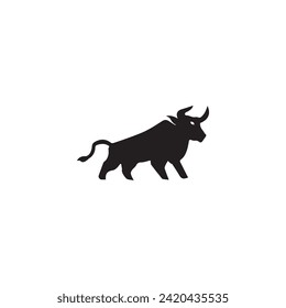 Strong bull vector logo template design . Bull icon logo silhouette 