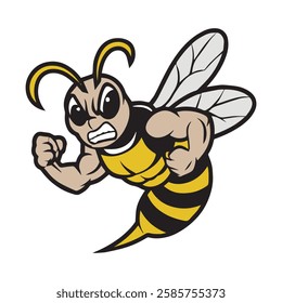 Strong Bumblebee Sting Vector – Cool Gym Insect Cartoon Design