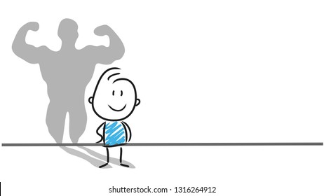 Strong Business Man Hand drawn