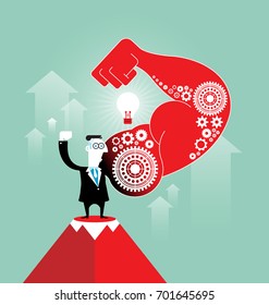 Strong businessman - commitment and career strength concept, vector