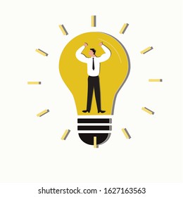 Strong businessman concept. Creative idea design. Flat vector illustration for template, brochure or presentation. 