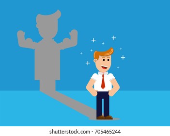 Strong businessman with muscular shadow arms, Energy concept