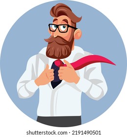 
Strong Businessman Revealing His Superhero Identity Vector Cartoon. Brave courageous business manager having superpowers
