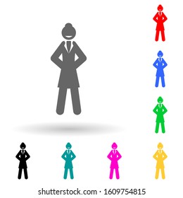 strong, businesswoman multi color style icon. Simple glyph, flat vector of business woman icons for ui and ux, website or mobile application