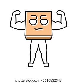 strong cardboard box character color icon vector. strong cardboard box character sign. isolated symbol illustration