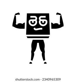 strong cardboard box character glyph icon vector. strong cardboard box character sign. isolated symbol illustration