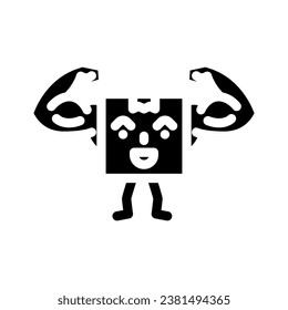 strong cardboard box character glyph icon vector. strong cardboard box character sign. isolated symbol illustration