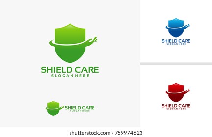 Strong Care logo designs vector, Care Shield logo template
