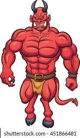 Strong cartoon demon. Vector clip art illustration with simple gradients. All in a single layer.