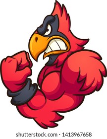 Strong cartoon red cardinal mascot clip art. Vector illustration with simple gradients. All in a single layer. 
