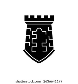 Strong castle tower shield security icon.