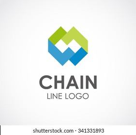 Strong chain of line abstract vector and logo design or template partnership business icon of company identity symbol concept
