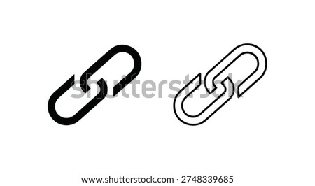 Strong Chain Link Connection Icon in Black and White Vector for Hyperlinks, SEO, or Relationship Concepts
