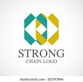 Strong chain of ribbon connection abstract vector and logo design or template unity link business icon of company identity symbol concept