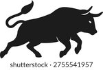 Strong charging bull silhouette vector icon