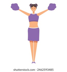 Strong cheerleader icon cartoon vector. Dancer ready with pompoms. Beautiful sport