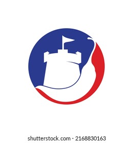 Strong chili vector logo design concept. Chili with fort icon logo design.	