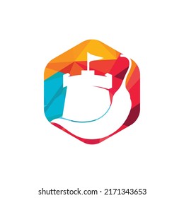Strong chili vector logo design concept. Chili with fort icon logo design.	