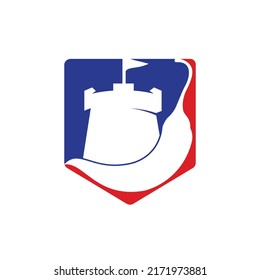Strong chili vector logo design concept. Chili with fort icon logo design.	