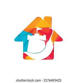 Strong chili vector logo design concept. Chili with fort icon logo design.	
