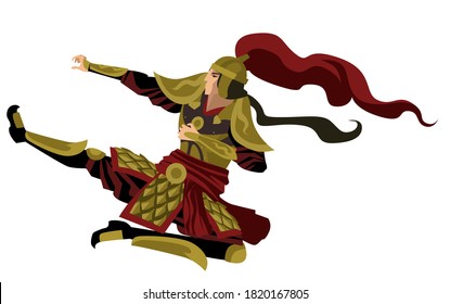 strong chinese armored soldier jumping kick