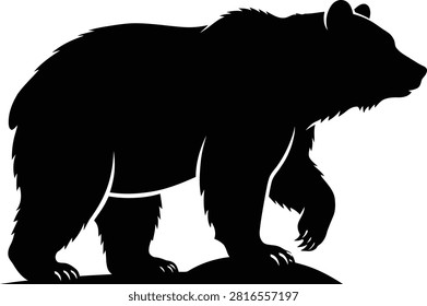 A strong clean silhouette of a bear walking captured in a high-quality vector format. This design is perfect for nature brands outdoor logos or wildlife-related projects.