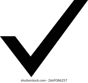 Un gráfico de marca de verificación negra fuerte y transparente que representa una confirmación positiva. Perfecto para indicar la finalización, Aprobación o ejecución exitosa de tareas en varios contextos.