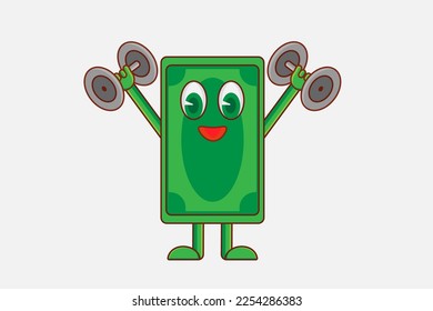 Strong coin with dumbbell. Stable currency vector illustration for children. Teaching financial literacy for kids, families. Saving budget explanation. Bank deposits growth. Financial system explain.
