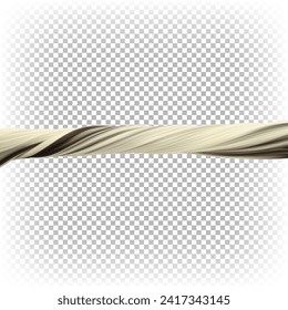Strong colored long hair. Straight hair twisted into a braid. Vector 3D illustration isolated on transparent background.