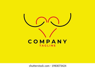 a strong combination of bull and love. bull love logo.