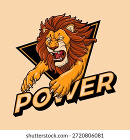 Um logotipo de mascote de esporte de leão forte e dominante projetado com linhas nítidas e estilo agressivo para grupos de jogos competitivos.