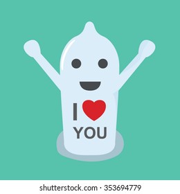 strong condom, love concept, vector illustration