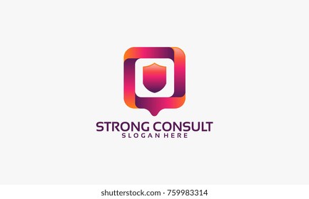 Strong Consult logo template, Consult Shirld logo designs vector