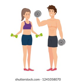 strong couple lifting weight