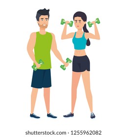 Strong Couple Lifting Weight Stock Vector (Royalty Free) 1255962082 ...