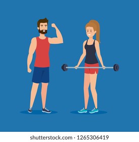 strong couple lifting weight