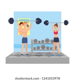 strong couple lifting weight in the gym