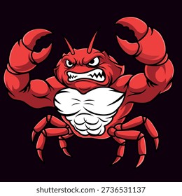 Strong Crab Mascot Monster Vector Illustration