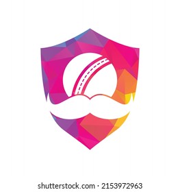 Strong cricket vector logo design. Moustache and cricket ball vector icon design.	