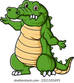 Strong crocodile cartoon posing mascot character of illustration